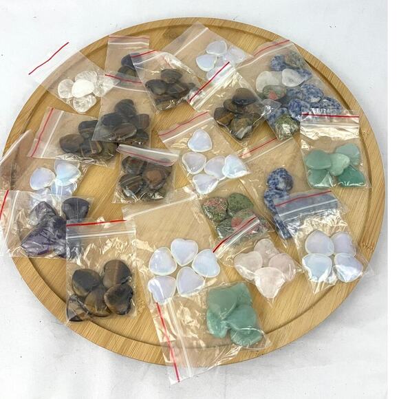 70+pc Natural Quartz Stone Polished Mixed Lot Hearts Amethyst Tiger Eye Jasper - Picture 1 of 11